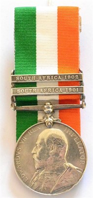 Lot 61 - A King's South Africa Medal, 1902, awarded to 4516 PTE. H.BROADLEY. W.YORK:REGT., with two...