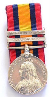 Lot 63 - A Queen's South Africa Medal, 1899, awarded to 5471 PTE J.HOOLAHAN. MANCHESTER REGT. with two...