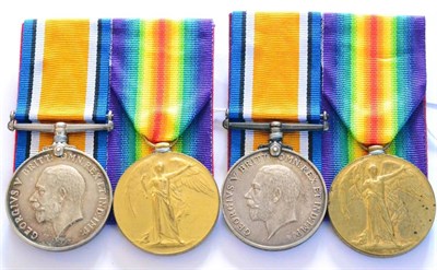 Lot 70 - Two First World War Pairs, each comprising British War Medal and Victory Medal, one awarded to...