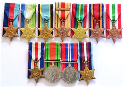 Lot 79 - Ten Single Second World War Medals, comprising 1939-45 Star, Atlantic Star - copy, Air Crew...