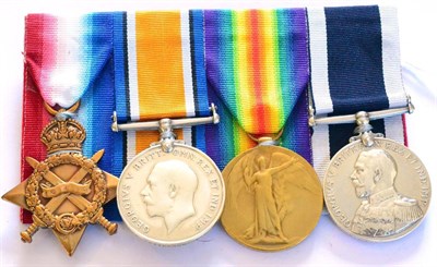 Lot 81 - A First World War Long Service Group of Four Medals, awarded to M.5476, A.W.PATTERSON, E.R.A.4,...