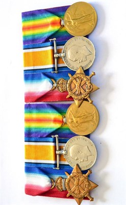 Lot 82 - Two First World War Trios, each comprising 1914-15 Star, British War Medal and Victory Medal,...