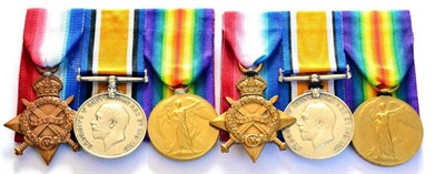 Lot 85 - Two First World War Trios, each comprising 1914-15 Star, British War Medal and Victory Medal,...