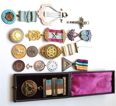 Lot 100 - A Collection of Masonic Jewels and Medals, including a West Yorkshire silver gilt Organist's jewel