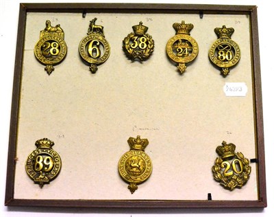 Lot 108 - A Collection of Eight Brass Glengarry Badges, to 1st Monmouthshire, 6th, 20th, 24th, 28th,...