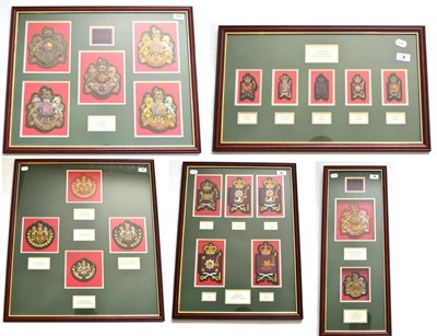 Lot 145 - An Attractively Displayed Collection of Bullion and Embroidered Cloth Insignia, comprising five...