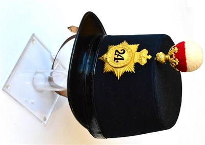 Lot 158 - A Victorian Officer's Quilted Blue Cloth Shako to the 24th Regiment of Foot, the blue cloth...