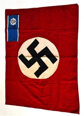 Lot 189 - An NSDAP Banner, in red cotton, each side stitched with a circular white cotton roundel further...