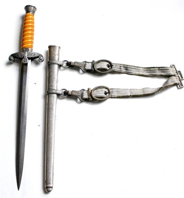 Lot 200 - A German Third Reich Army Officer's Dagger, the double edge steel blade with maker's squirrel...