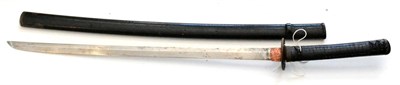 Lot 209 - A Japanese Shinto Katana, with 63cm hira-zakuri form blade, the tang with three mekugi an and...