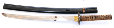 Lot 210 - A Japanese Shinto Wakizashi, the 45cm steel blade of hira-zakuri form, the tang with one mekugi an