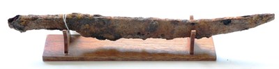 Lot 241 - A Medieval Scramasax Type Knife, in excavated condition, with single edge blade, the tang...