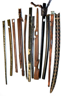 Lot 246 - A Collection of Twelve Various Sword Scabbards, comprising six British leather service scabbards, a