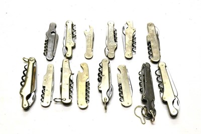 Lot 257 - A Collection of Fourteen ";Sommelier's"; Sheffield Made Folding Pocket Knives, twelve with...