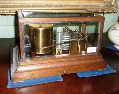 Lot 520 - A Barograph, Negretti & Zambra, London, circa 1880, with oak and bevelled glass case, with...