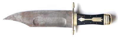 Lot 268 - A Modern Indian Bowie Knife, of large proportions, with acid etched ";damascined"; steel clip point