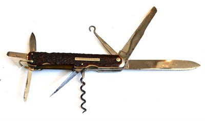 Lot 277 - An Edwardian Multi-Tool Pocket Knife, by Saynor, Cooke & Ridal, Sheffield, stamped with a...