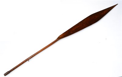 Lot 317 - A 19th Century South Sea Islands Paddle Club, the pointed elongated leaf shape head with...