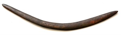 Lot 338 - An Early 20th Century Australian Aborigine Boomerang, one side incised with lozenge bands of...