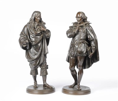 Lot 529 - Jahnson: A Pair of Bronze Figures of Shakespeare and Milton, circa 1870, Shakespeare stands holding