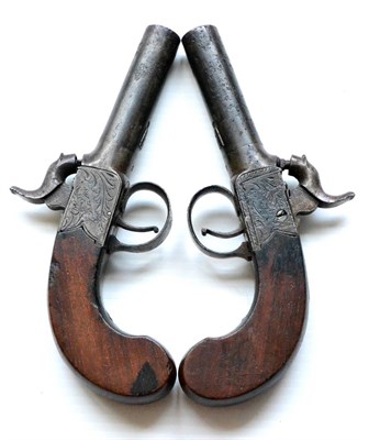 Lot 392 - A Pair of Percussion Pocket Pistols, by Calvert, Leeds, each with a 7.2 cm barrel, stamped...