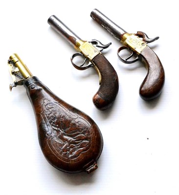 Lot 393 - A 19th Century Percussion Cap Pocket Pistol, the 6.3 cm barrel stamped Birmingham proof marks,...