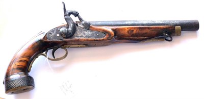 Lot 421 - A 19th Century Continental Percussion Holster Pistol, with 25cm steel barrel, walnut stock with...