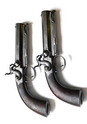 Lot 435 - A Good Pair of 19th Century Small Sidehammer Boxlock Percussion Belt Pistols by Thomas Fletcher...