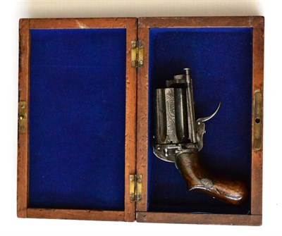 Lot 439 - A Late 19th Century French Six Shot Pinfire Pepperbox Pocket Revolver, the 4.8cm steel cylinder...