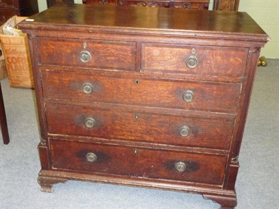 Lot 539 - A George III Oak and Mahogany Crossbanded Straight Front Chest of Drawers, late 18th century,...