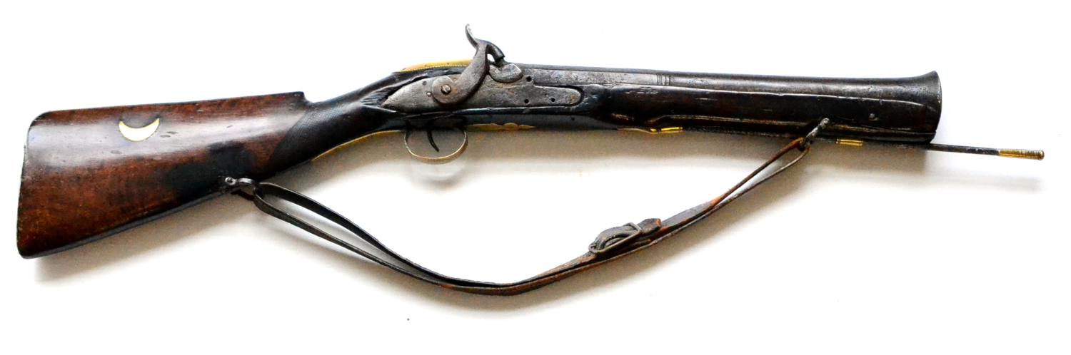 Lot 454 - A 19th Century Indian Percussion Cap Blunderbuss, converted from flintlock, the barrel length...