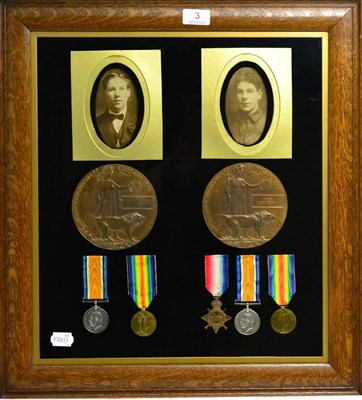 Lot 3 - A First World War Family Memorial Group of Medals, comprising a Memorial Plaque, British War...