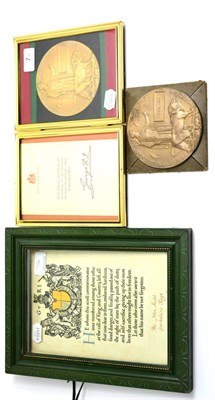 Lot 7 - A Memorial Plaque to Private John Kidd, Yorkshire Regiment, in cardboard envelope, with framed...