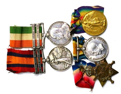 Lot 34 - A Boer War Pair, comprising Queen's South Africa Medal with two clasps CAPE COLONY and ORANGE...