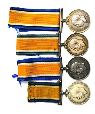 Lot 44 - Four British War Medals, to 39987 F.BRADLEY. STO.1. R.N..; L-5944 DVR.J.BROADBENT.R.A.;...