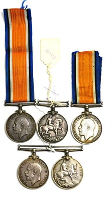 Lot 49 - Five British War Medals, to 24046 PTE. J.W. WHITTAKER. R.LANC.R.; 22358. 1.A.M. R.PAGE. R.A.F.;...