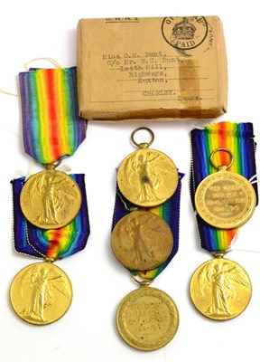 Lot 53 - Seven Victory Medals, to 195640 PTE.P.H.WAYE. A.S.C.; M2-021805 A.CPL.W.C.BUNT. A.S.C., with box of