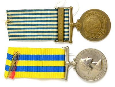 Lot 62 - A Korea Medal 1951, awarded to 1103987 PTE.L.S. SARGENT. A.C.C.; a United Nations Korea Medal,...