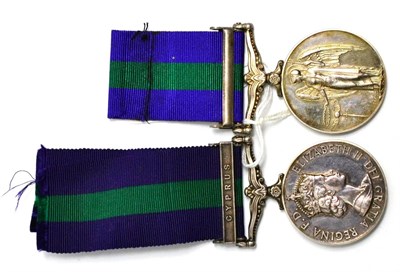 Lot 66 - Two General Service Medals 1918-62, each with clasp CYPRUS, one awarded to 22286098...