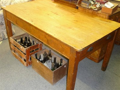 Lot 549 - An Early Victorian Pine Kitchen Table, mid 19th century, the rectangular top above a frieze...