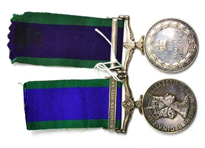 Lot 70 - Two General Service Medals 1962, one with clasp NORTHERN IRELAND, awarded to 24603408 CPL S J...