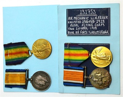 Lot 83 - Two First World War Pairs, each comprising British War Medal and Victory Medal, one awarded to...