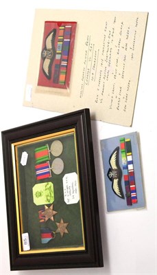 Lot 85 - Two Card Displays, each with RAF Pilot's wings, and two medal ribbon bars, with pilot's...