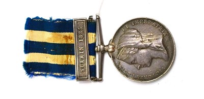 Lot 113 - An Egypt Medal 1882-89, undated, with clasp SUAKIN 1885, awarded to 5949. PTE.W.JONES. M.S.CORPS.