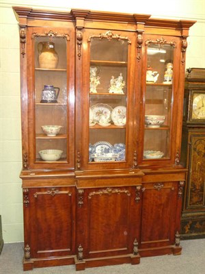 Lot 554 - A Victorian Mahogany Breakfront Bookcase, 3rd quarter 19th century, the ogee moulded cornice...