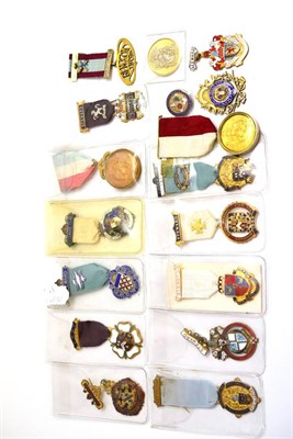 Lot 119 - A Collection of Seventeen Various Masonic Breast Jewels, comprising three silver and fourteen...