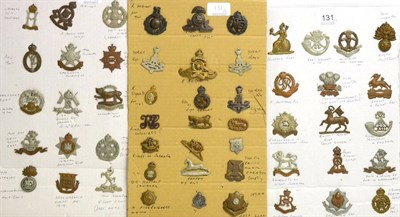 Lot 131 - A Collection of Fifty Two Military Cap and Collar Badges,  in brass, bronze, bimetal and white...