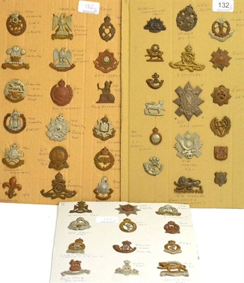 Lot 132 - A Collection of Forty Seven Military Cap Badges,  in brass, bronze, bimetal and white metal,...