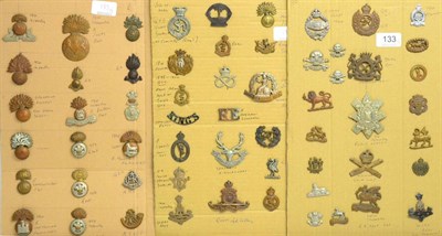 Lot 133 - A Collection of Fifty Nine Military Cap and Collar Badges,  including two shoulder titles and a...