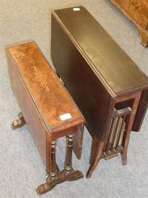 Lot 556 - A Victorian Walnut and Floral Marquetry Sutherland Table, late 19th century, the hinged drop leaves